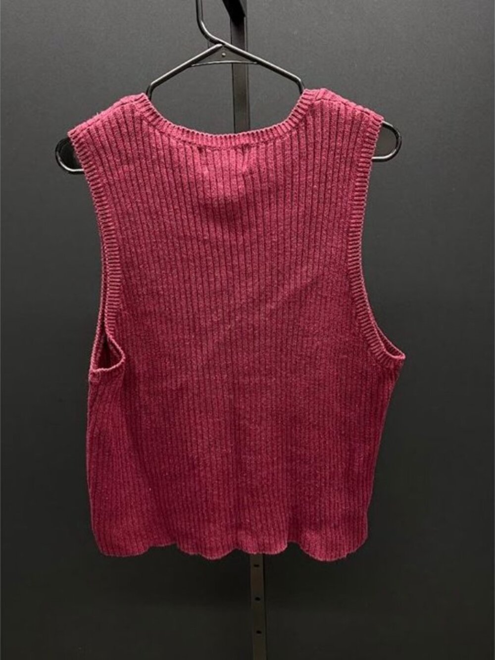 Sag Harbor Maroon Ribbed Gold Button Sweater Vest - Picture 4 of 4